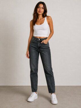 American Eagle Strigid Jeans Women’s 0 Short Black High Rise Straight Denim
